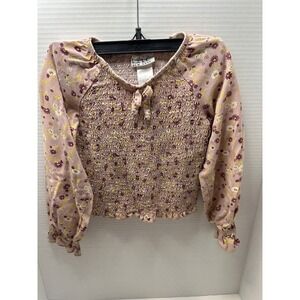 Nicole Miller Girls 5T Floral Crop Long Sleeve Blouse‎